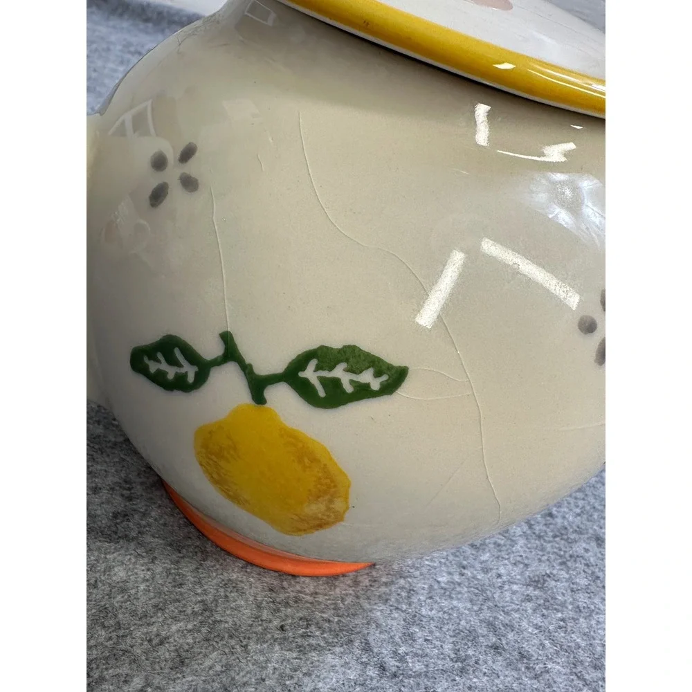 Laura Ashley Summer Fruits Teapot Vintage 1997 Hand Decorated England Ceramic
